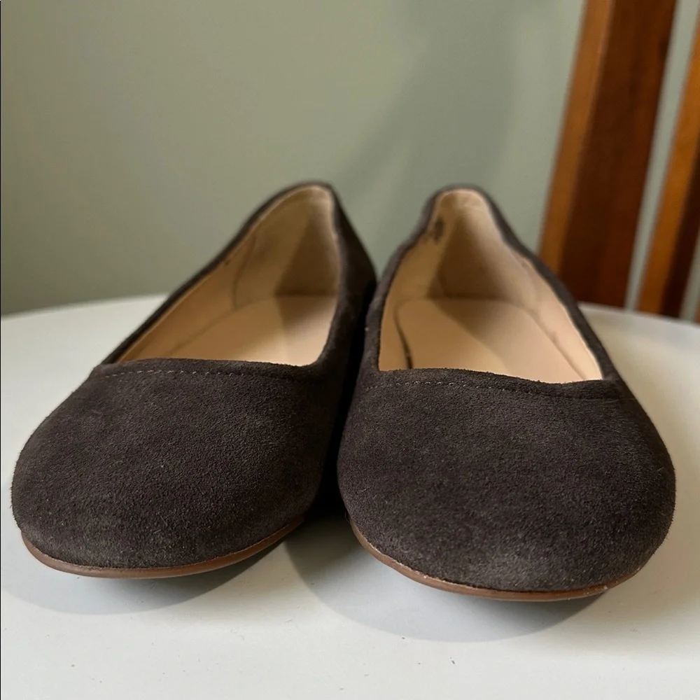 Lands End Suede Ballet Flats Brown Size 5.5 Rubber Sole Flaw